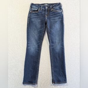Silver Jeans Suki Straight Jeans Women's 28 X 32 Dark Wash Blue